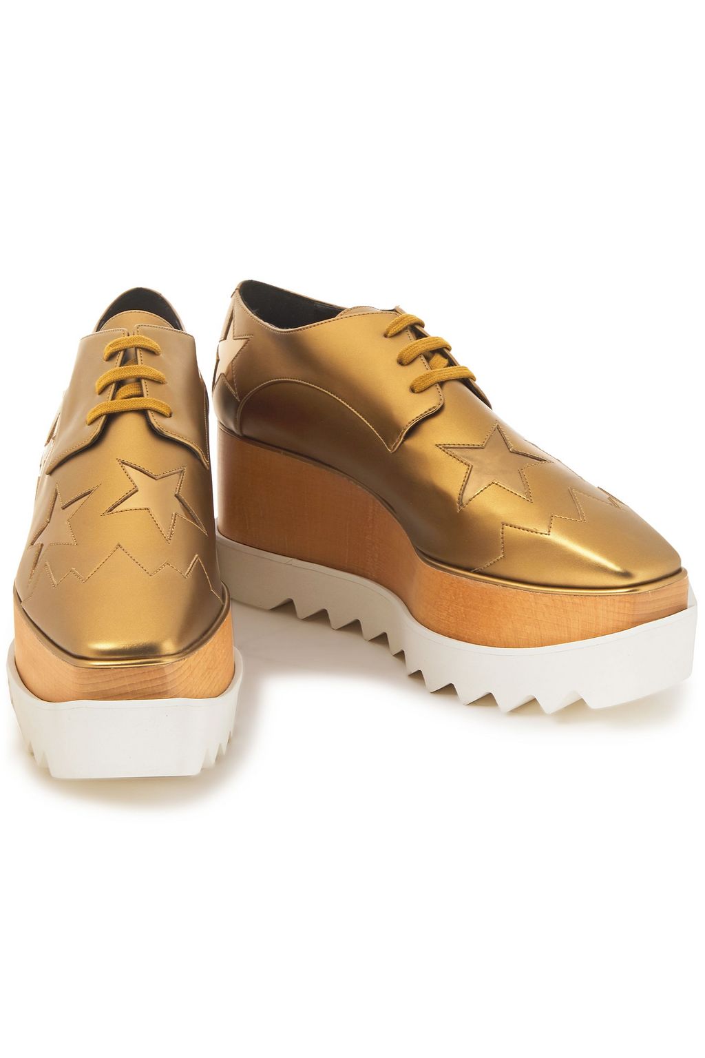 STELLA MCCARTNEY Elyse metallic faux leather platform brogues