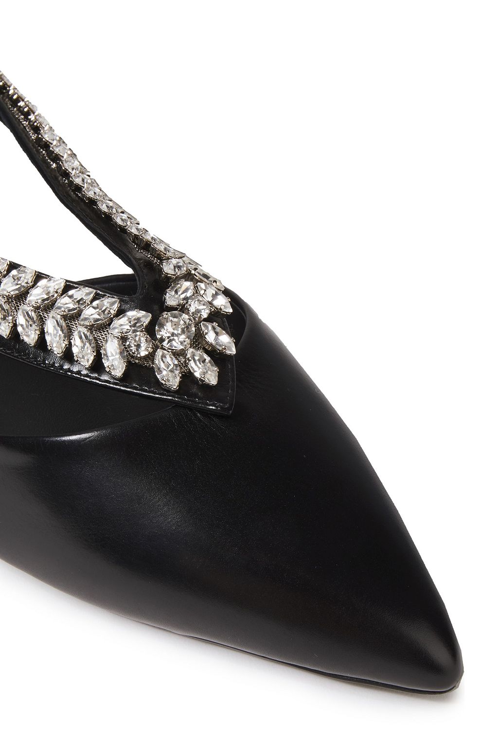 ROGER VIVIER Choc Real V crystal-embellished leather point-toe flats