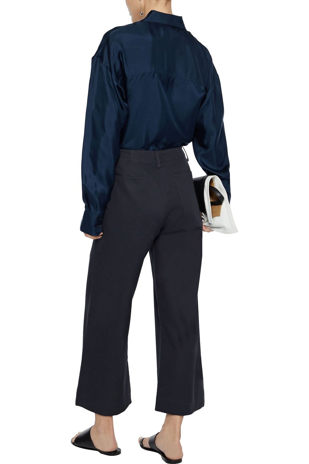 DEVEAUX Elliott cropped cotton-twill wide-leg pants