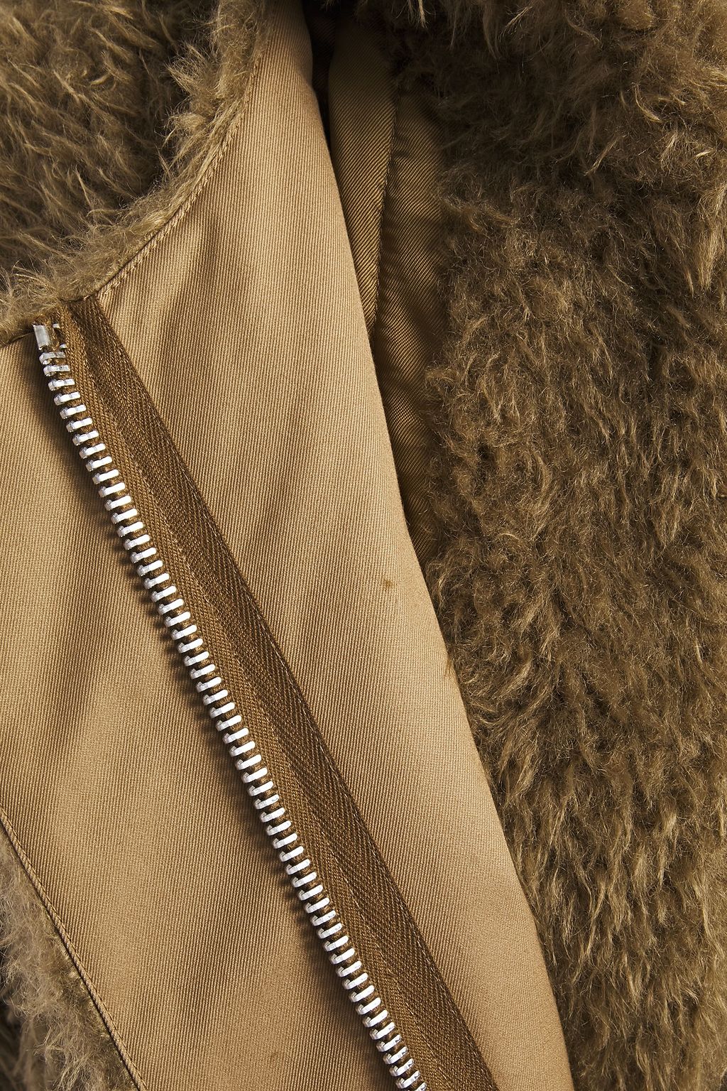 HELMUT LANG Layered faux shearling hooded coat