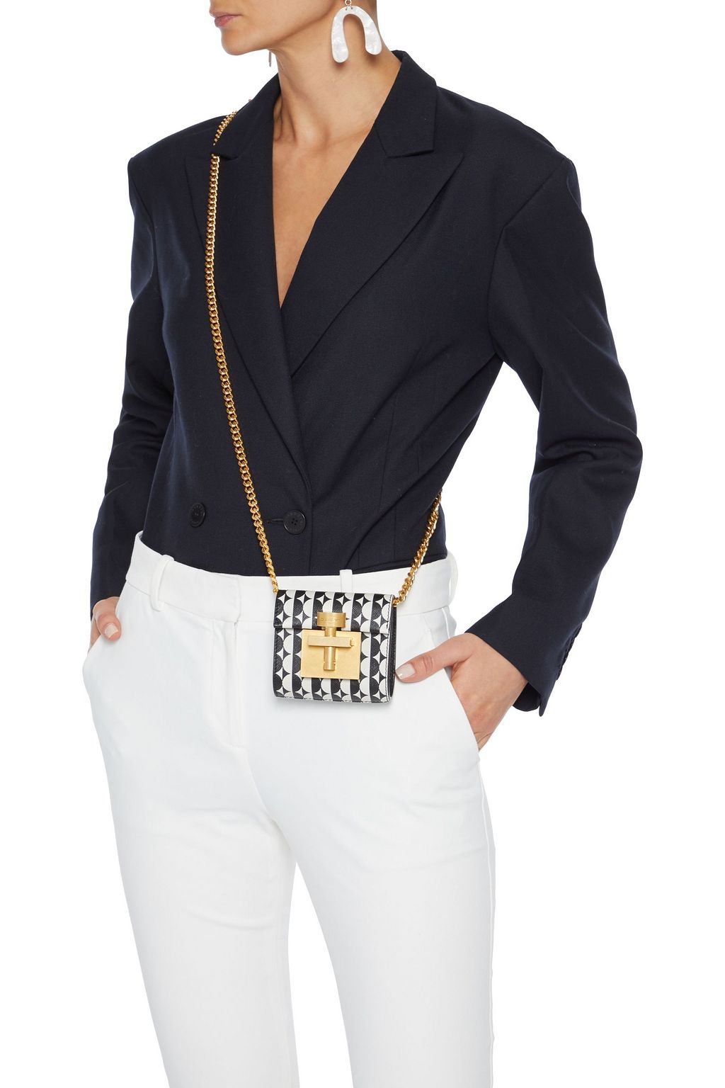 OSCAR DE LA RENTA Micro Alibi convertible printed textured-leather shoulder bag