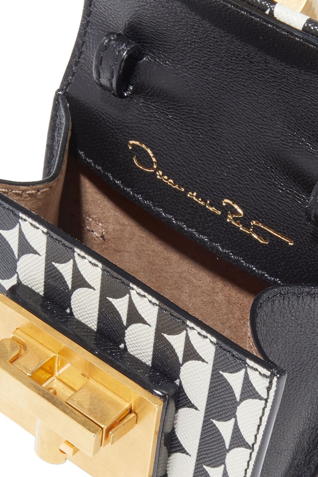 OSCAR DE LA RENTA Micro Alibi convertible printed textured-leather shoulder bag