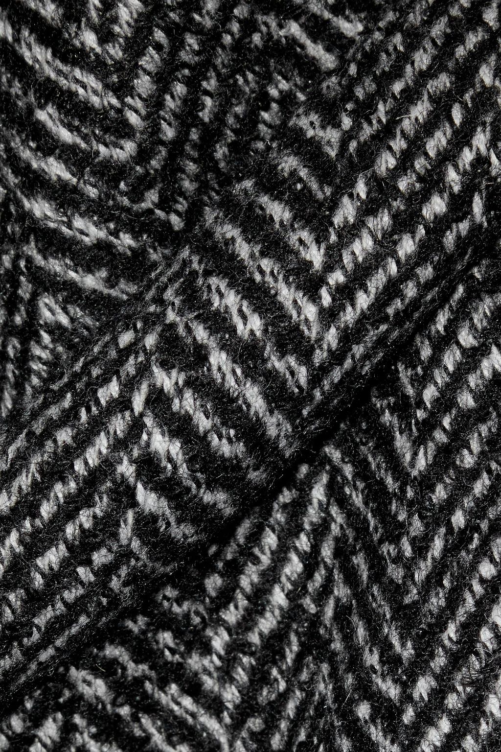 OSCAR DE LA RENTA Tie-neck belted herringbone wool-blend jacket