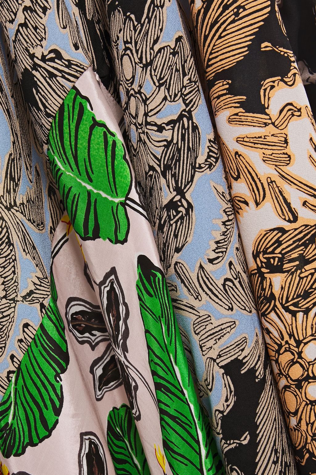 3.1 PHILLIP LIM Draped patchwork-effect printed silk-crepe midi skirt