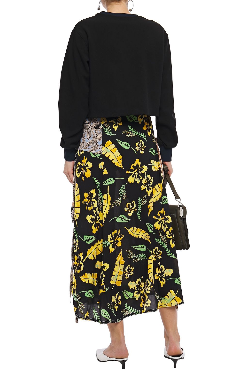 3.1 PHILLIP LIM Draped patchwork-effect printed silk-crepe midi skirt