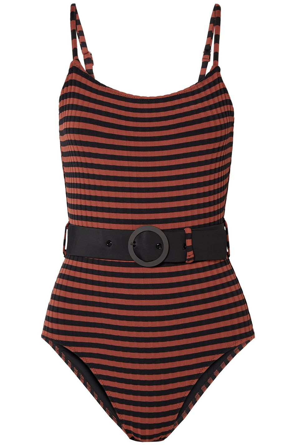 solid and striped belted one piece