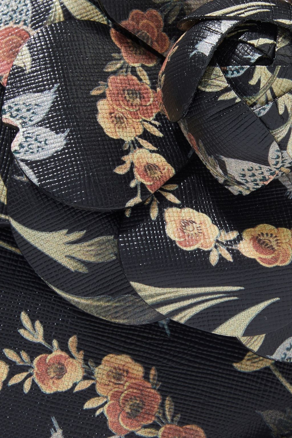 OSCAR DE LA RENTA Mini TRO floral-print textured-leather shoulder bag