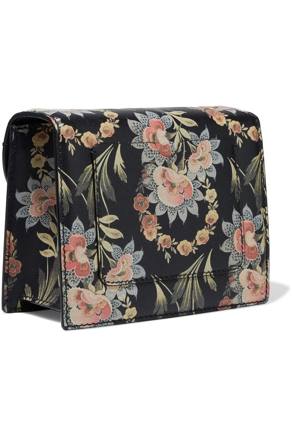 OSCAR DE LA RENTA Mini TRO floral-print textured-leather shoulder bag