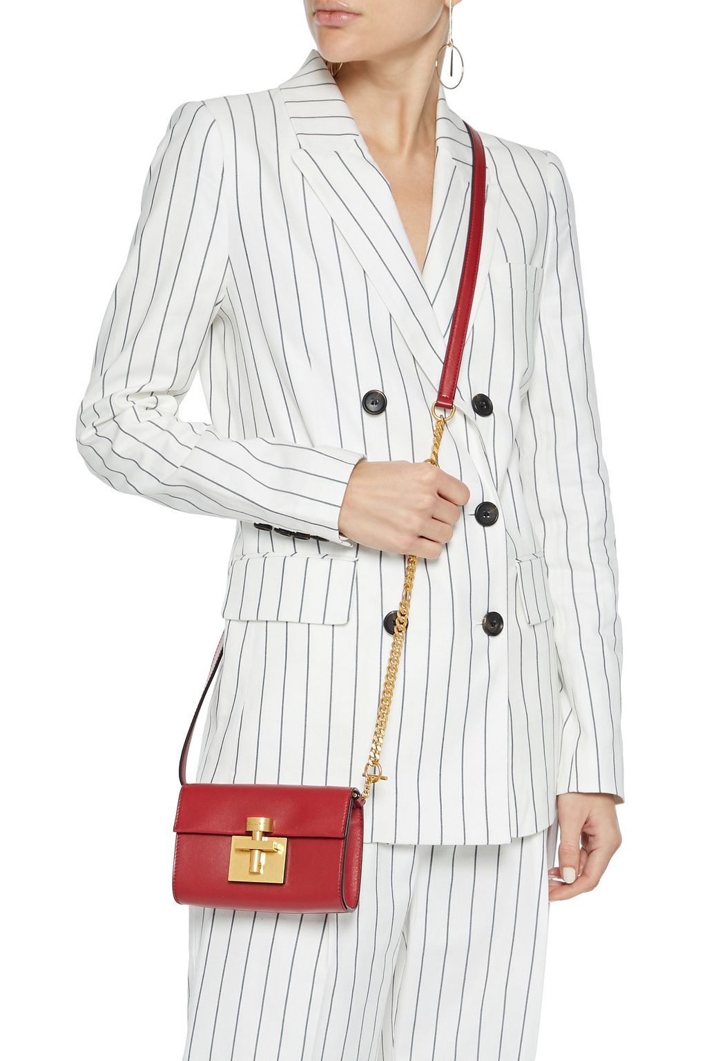 OSCAR DE LA RENTA Convertible chain-trimmed leather belt bag