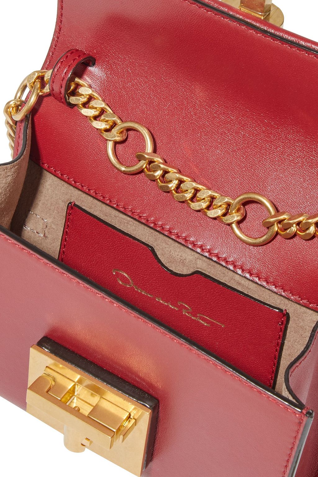 OSCAR DE LA RENTA Convertible chain-trimmed leather belt bag