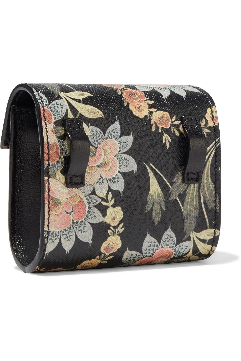 OSCAR DE LA RENTA Micro Alibi convertible floral-print textured-leather shoulder bag