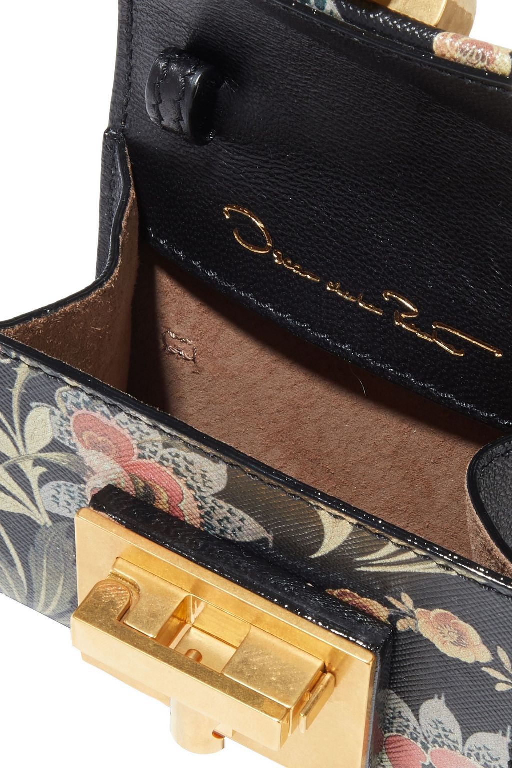 OSCAR DE LA RENTA Micro Alibi convertible floral-print textured-leather shoulder bag