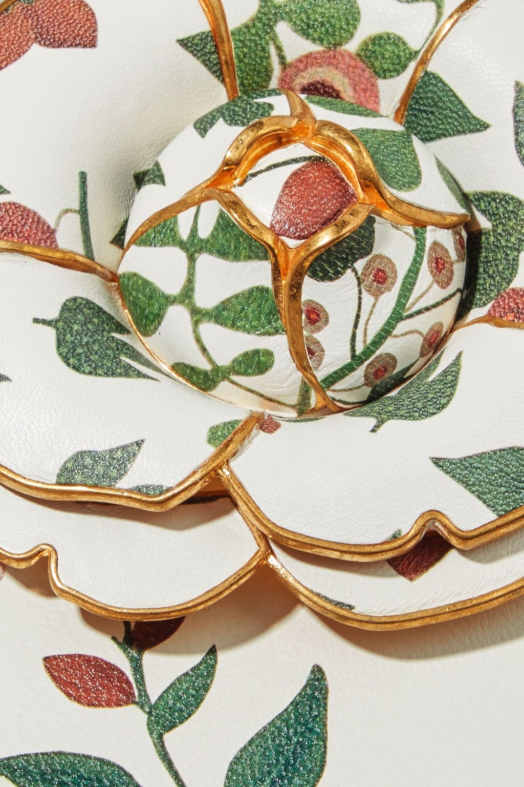 OSCAR DE LA RENTA TRO floral-print textured-leather shoulder bag