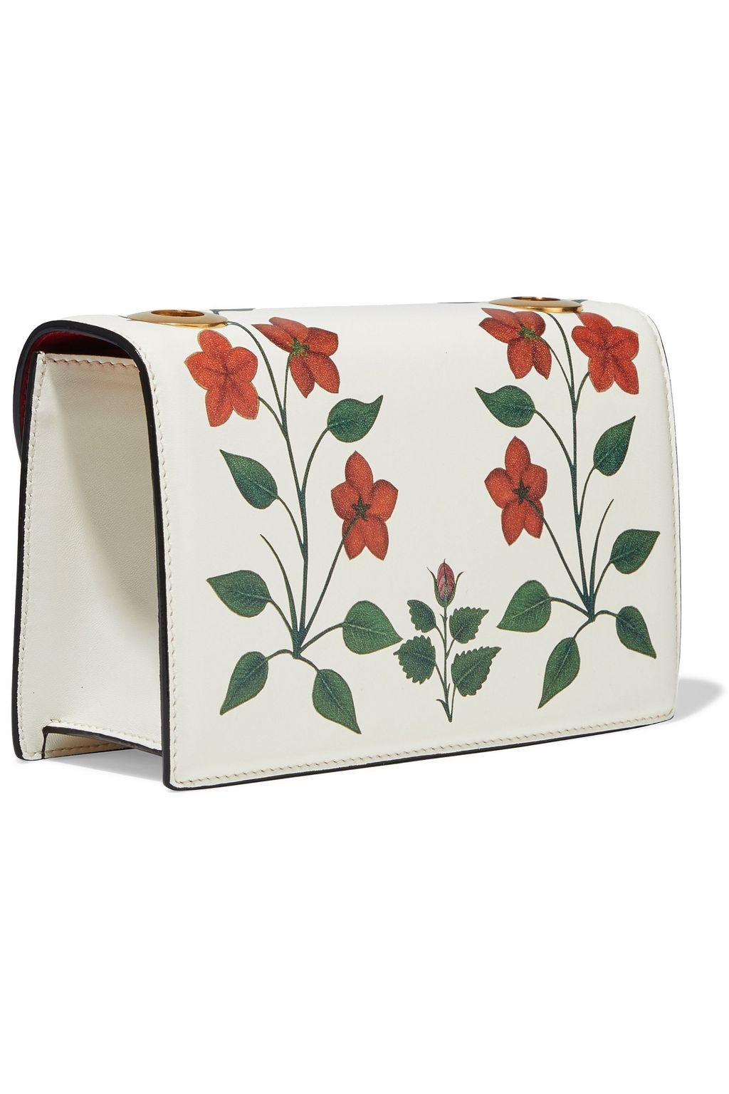 OSCAR DE LA RENTA TRO floral-print textured-leather shoulder bag
