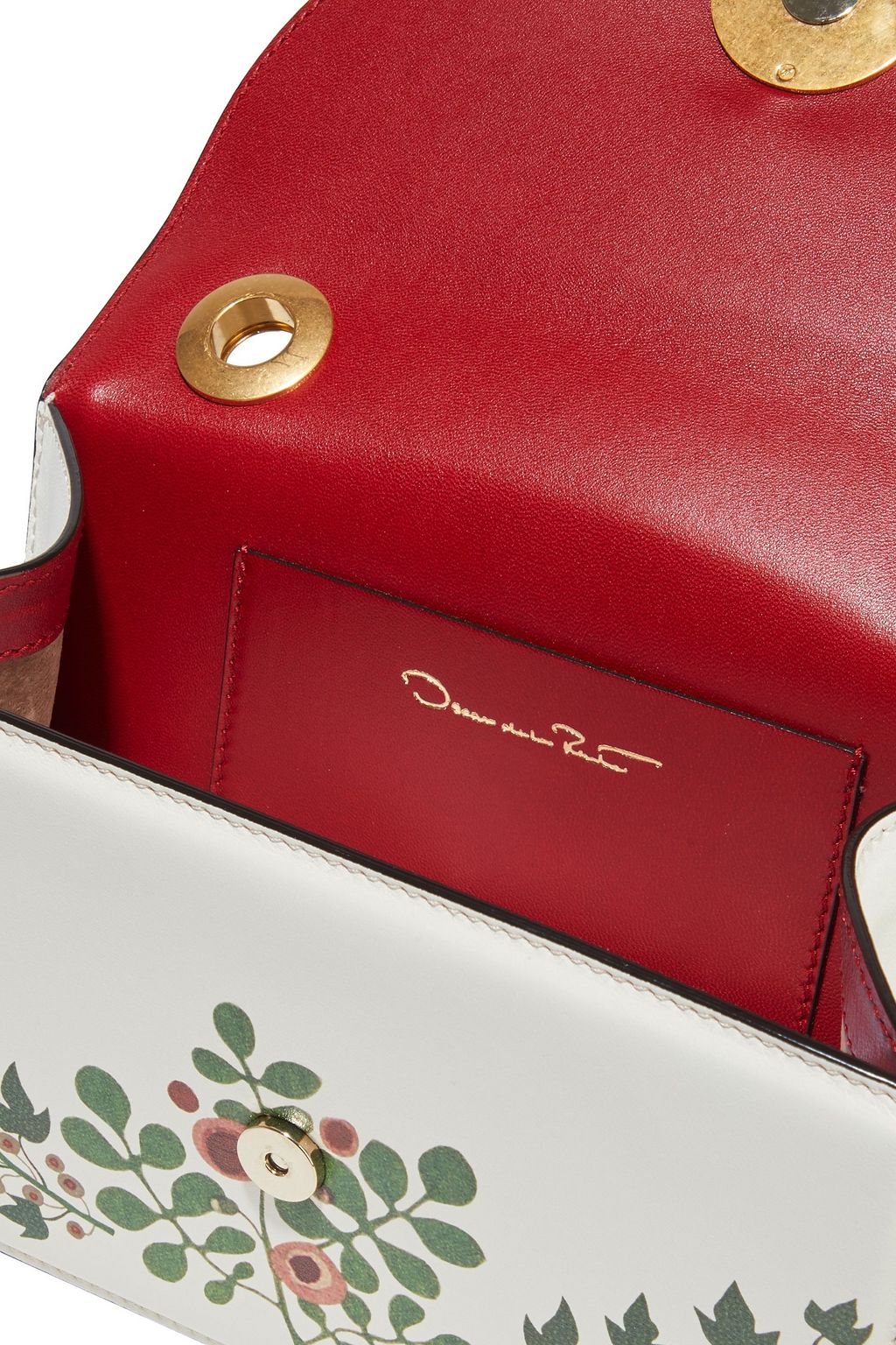 OSCAR DE LA RENTA TRO floral-print textured-leather shoulder bag