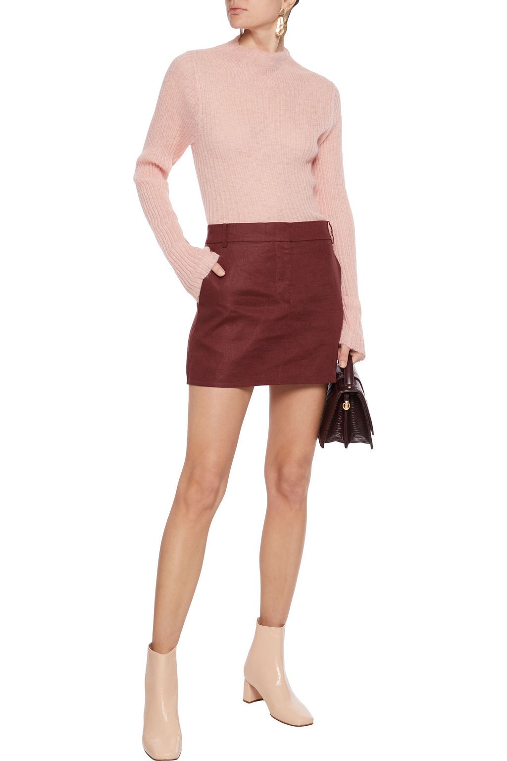 TIBI Linen-canvas mini skirt