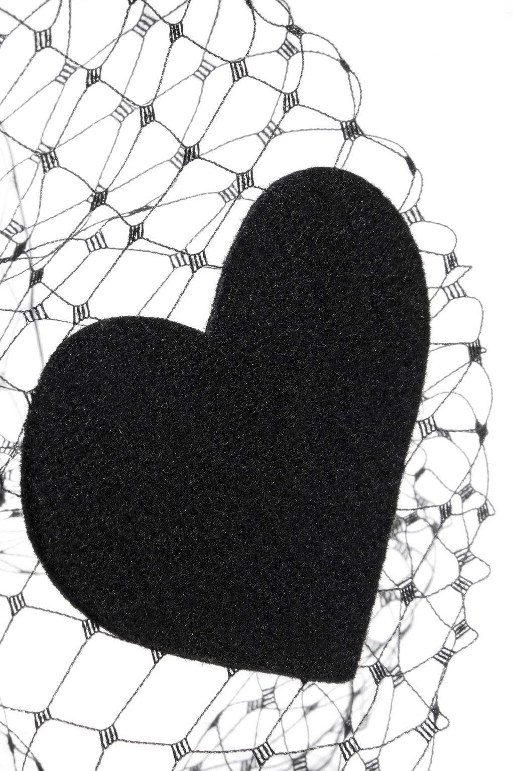 RED(V) Heart felt-appliquéd mesh and leather veil