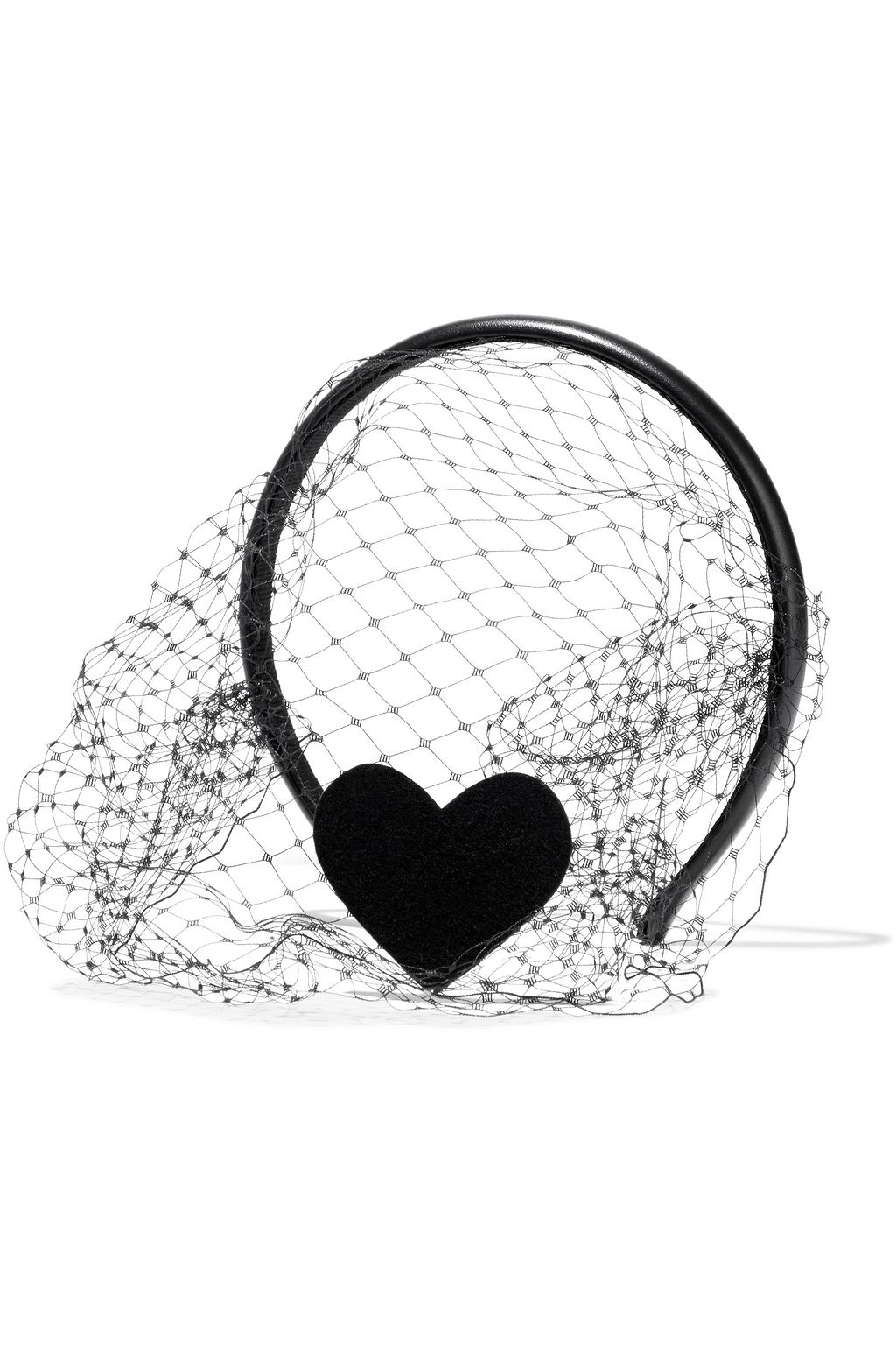 RED(V) Heart felt-appliquéd mesh and leather veil