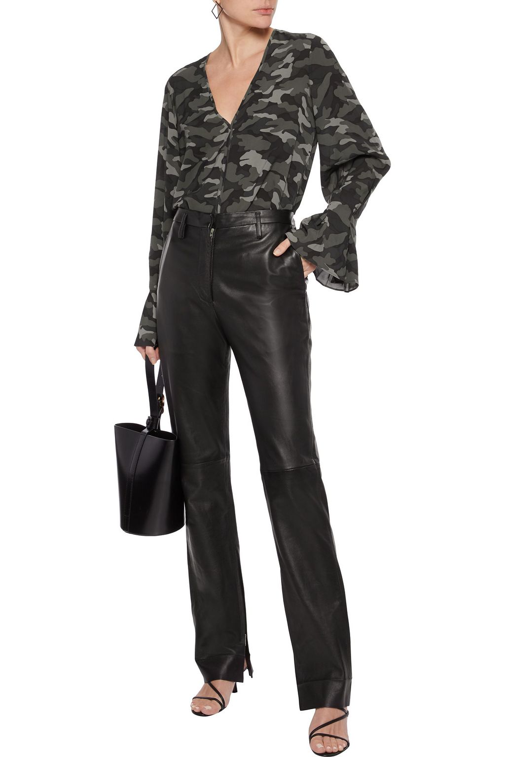 JOIE Latacia fluted printed georgette blouse