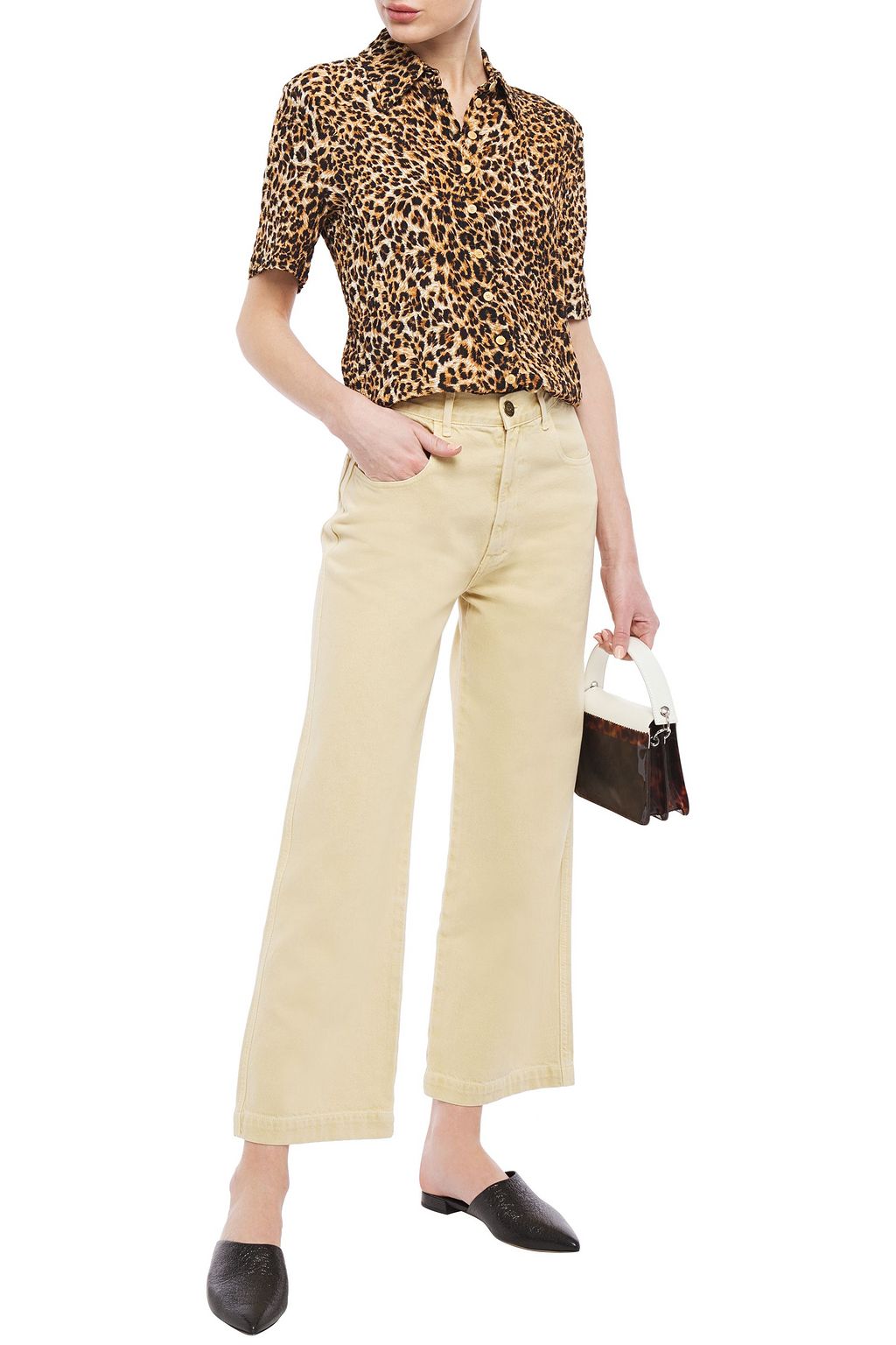 NANUSHKA Marfa embellished high-rise wide-leg jeans