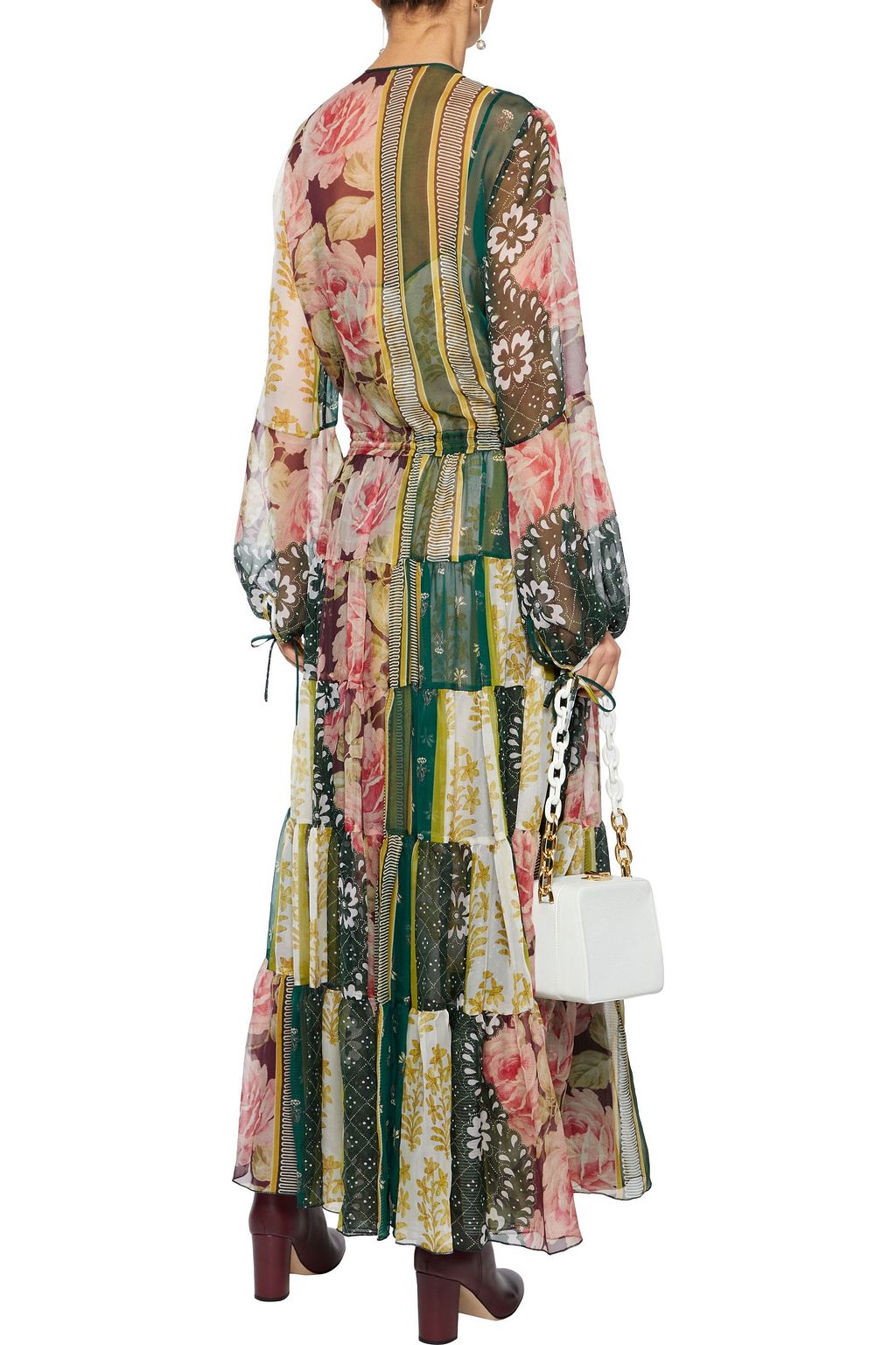 OSCAR DE LA RENTA Gathered printed silk-chiffon maxi dress