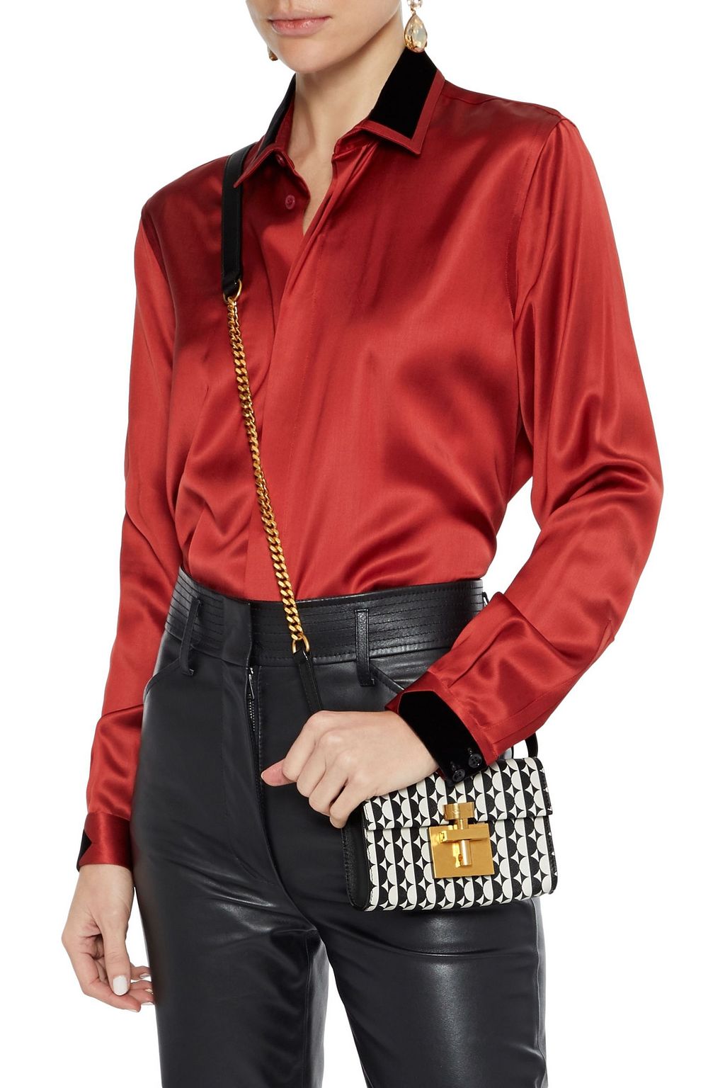 OSCAR DE LA RENTA Alibi printed textured-leather shoulder bag