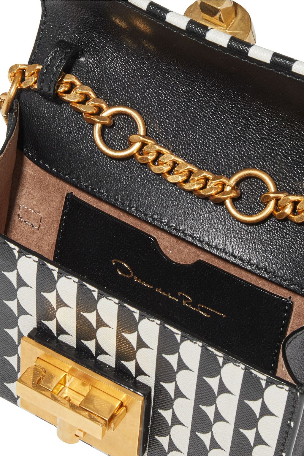 OSCAR DE LA RENTA Alibi printed textured-leather shoulder bag