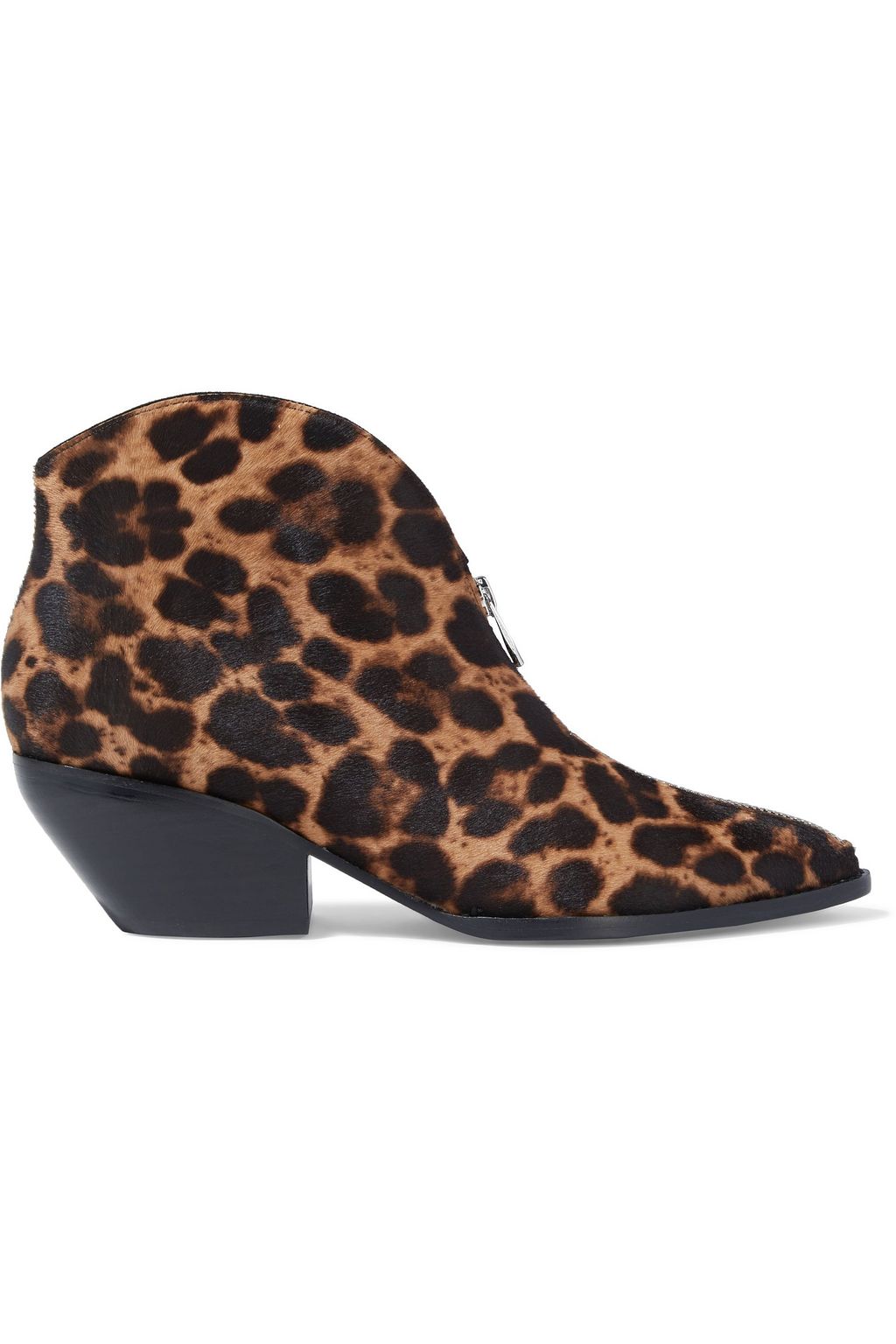 leopard print calf hair booties