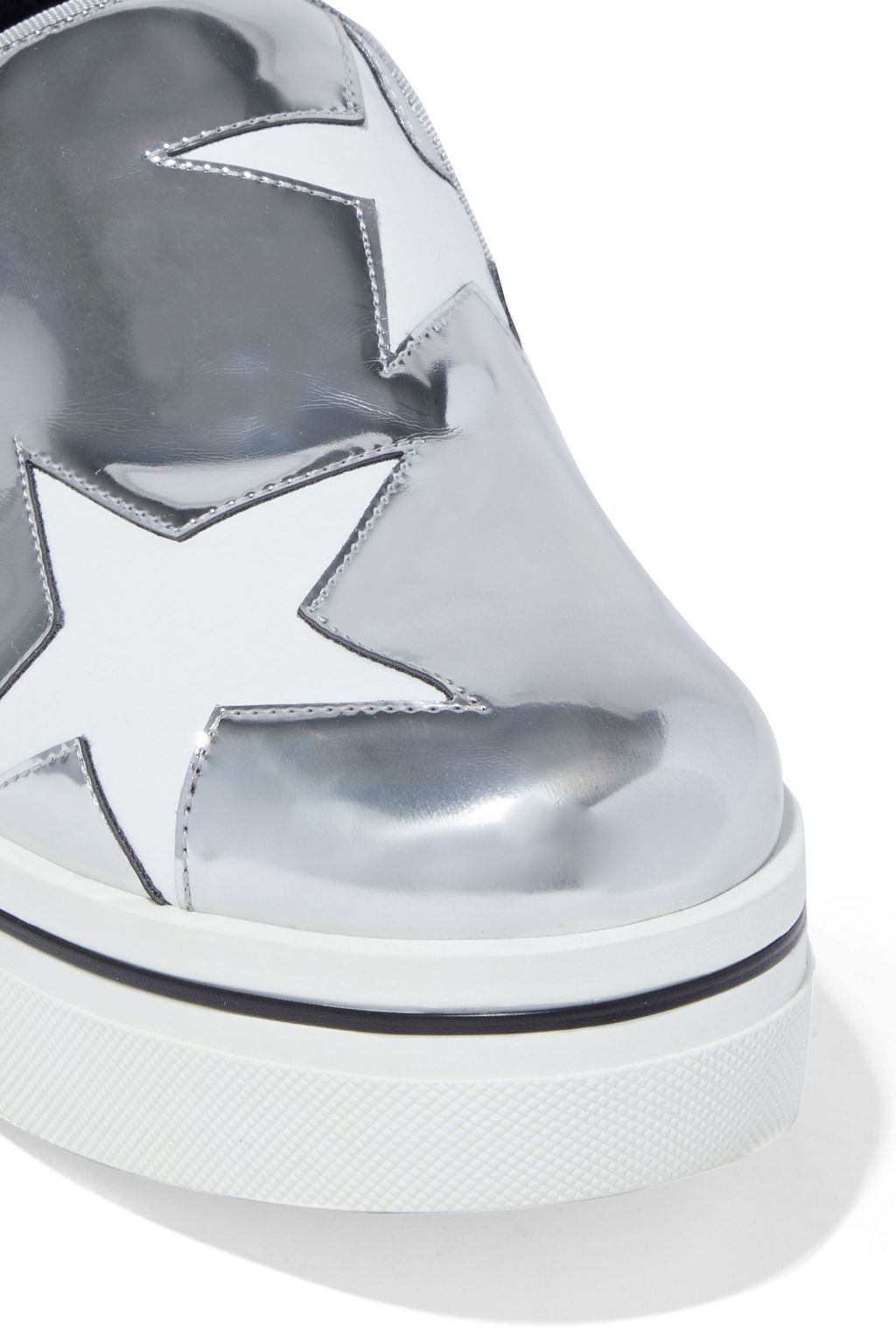 STELLA MCCARTNEY Binx Star cutout faux mirrored-leather platform slip-on sneakers