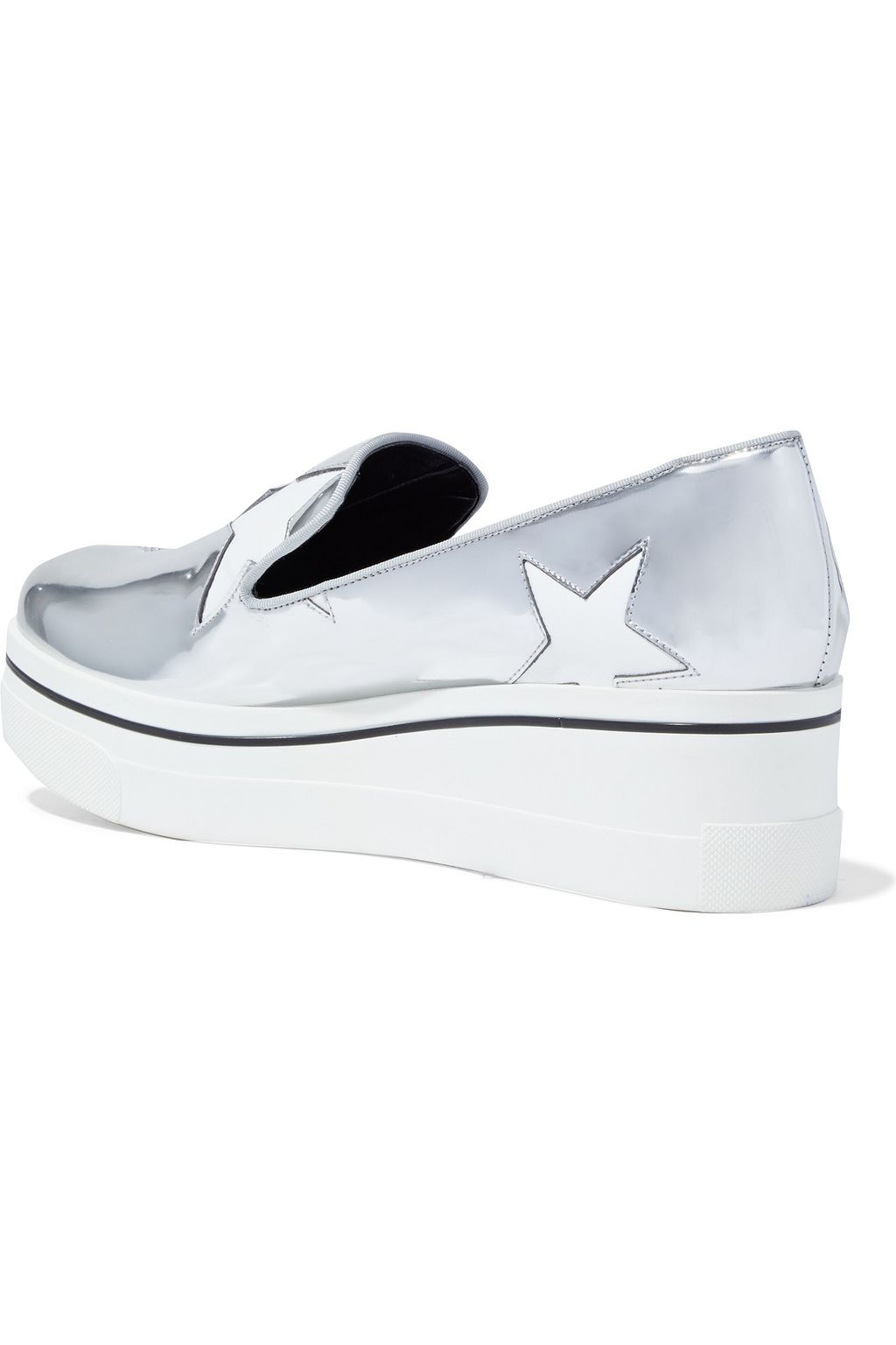 STELLA MCCARTNEY Binx Star cutout faux mirrored-leather platform slip-on sneakers