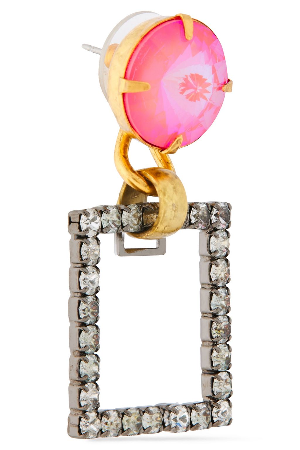 ELIZABETH COLE 24-karat gold and hematite-plated, Swarovski crystal earrings