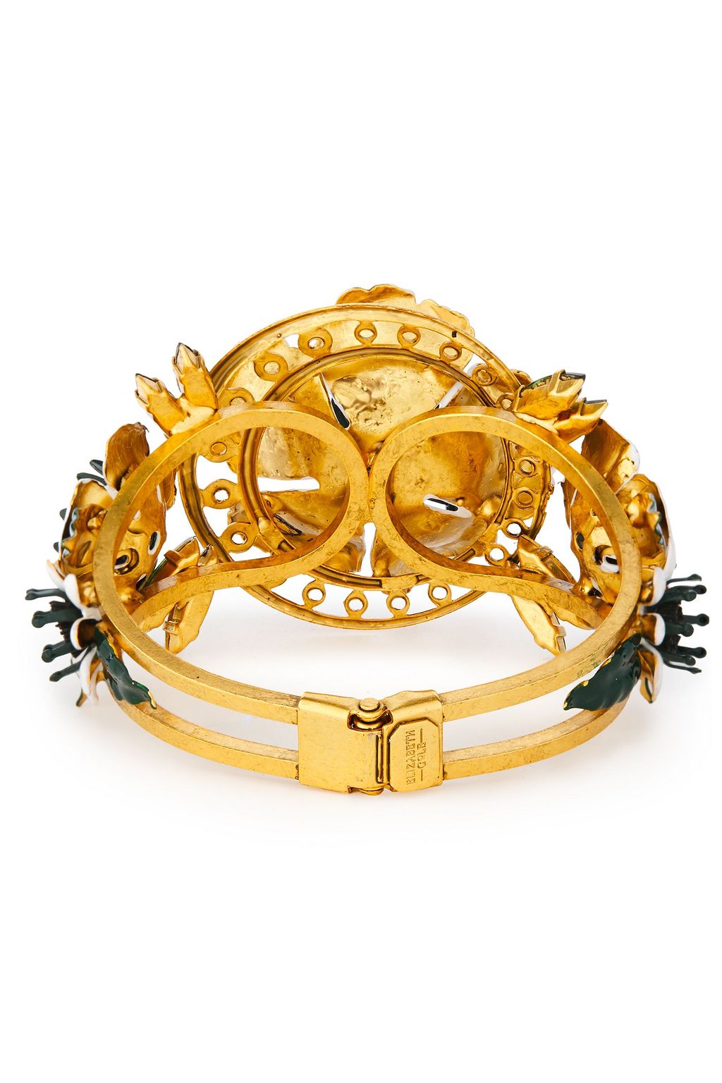 ELIZABETH COLE 24-karat gold-plated, resin and Swarovski crystal cuff