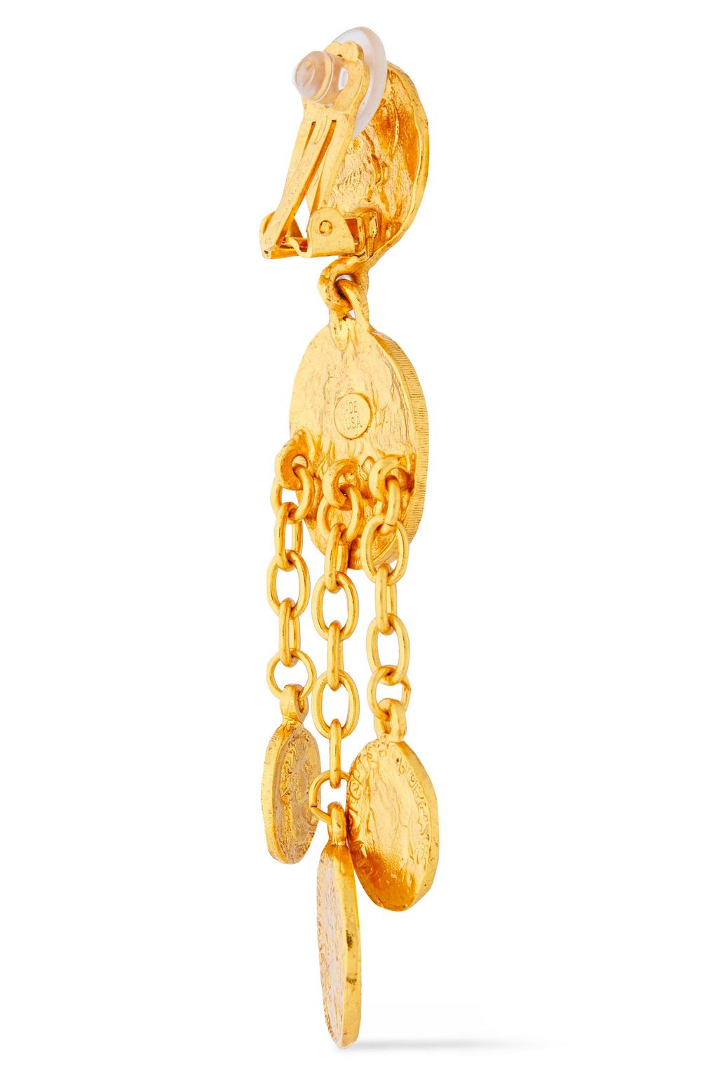 OSCAR DE LA RENTA Embossed gold-tone clip earrings