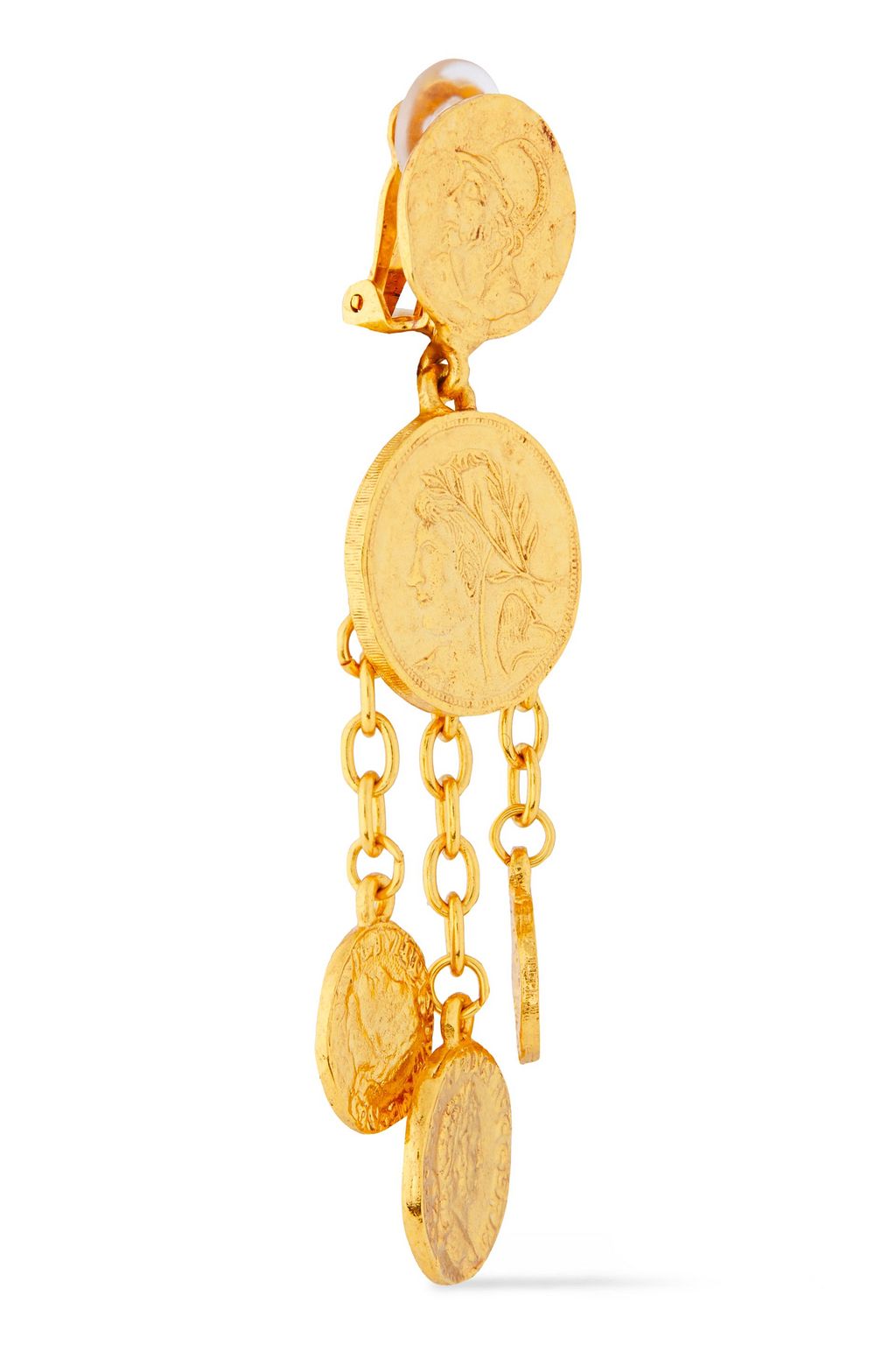 OSCAR DE LA RENTA Embossed gold-tone clip earrings