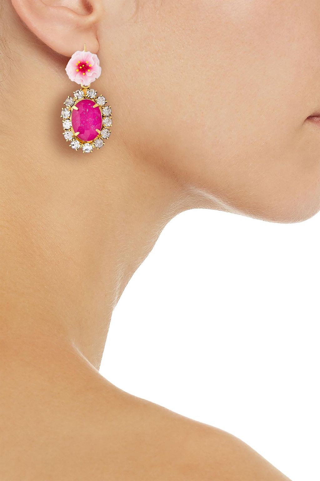 ELIZABETH COLE 24-karat gold-plated resin and crystal earrings
