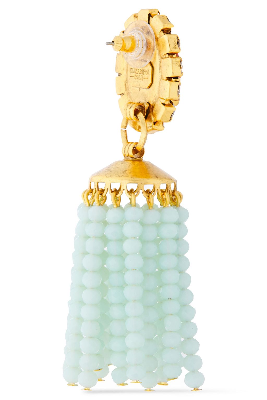 ELIZABETH COLE 24-karat gold-plated, crystal, stone and beaded tassel earrings