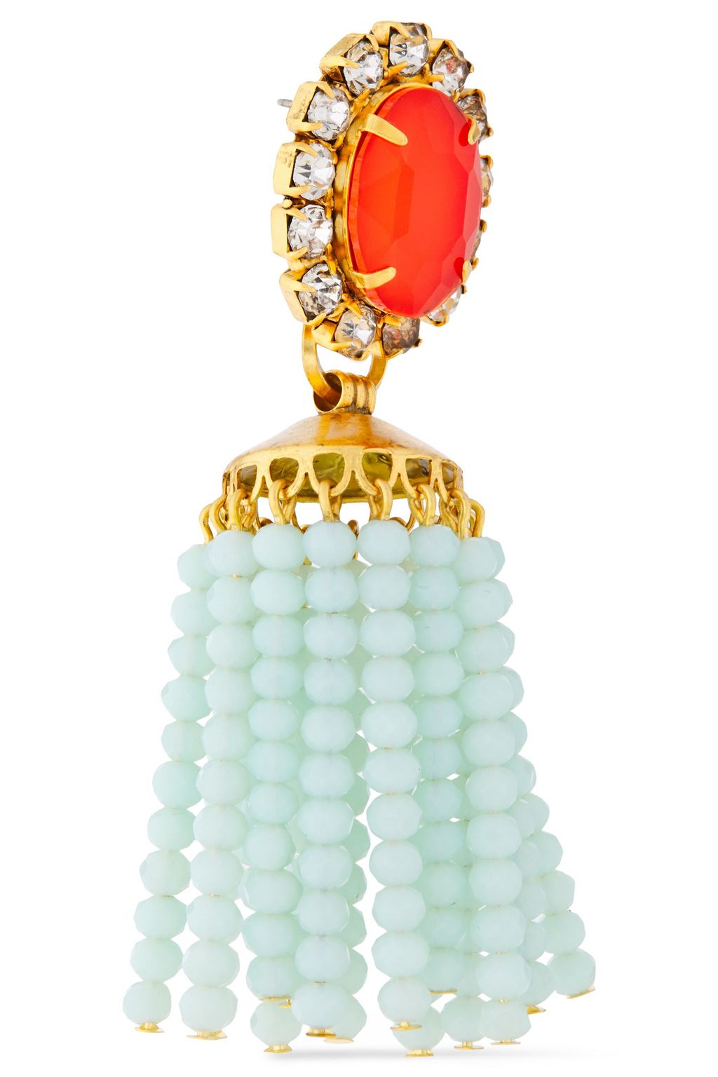 ELIZABETH COLE 24-karat gold-plated, crystal, stone and beaded tassel earrings