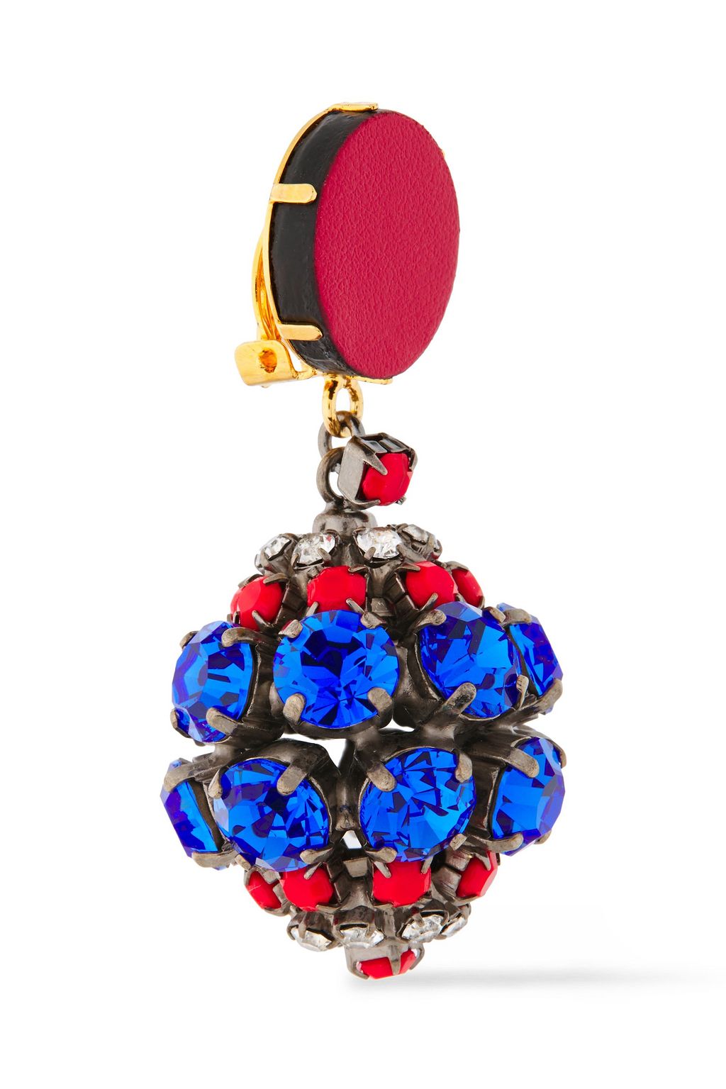 MARNI Gold-tone, leather and crystal clip earrings