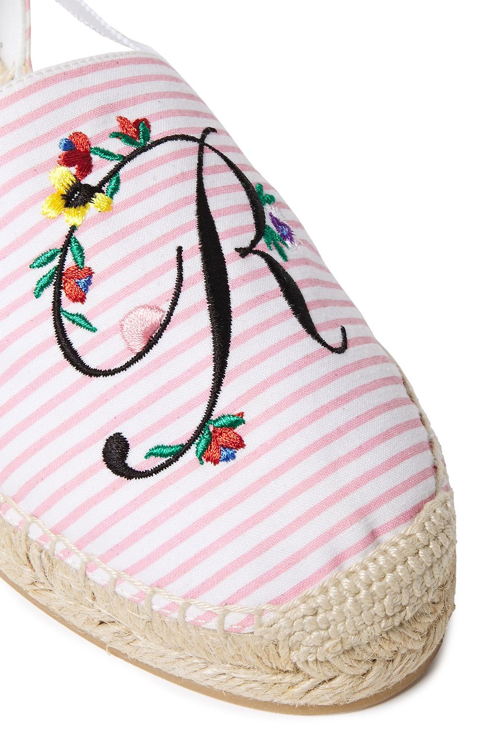 ROGER VIVIER Blooming RV キャンバス エスパドリーユ 刺繍 ストライプ