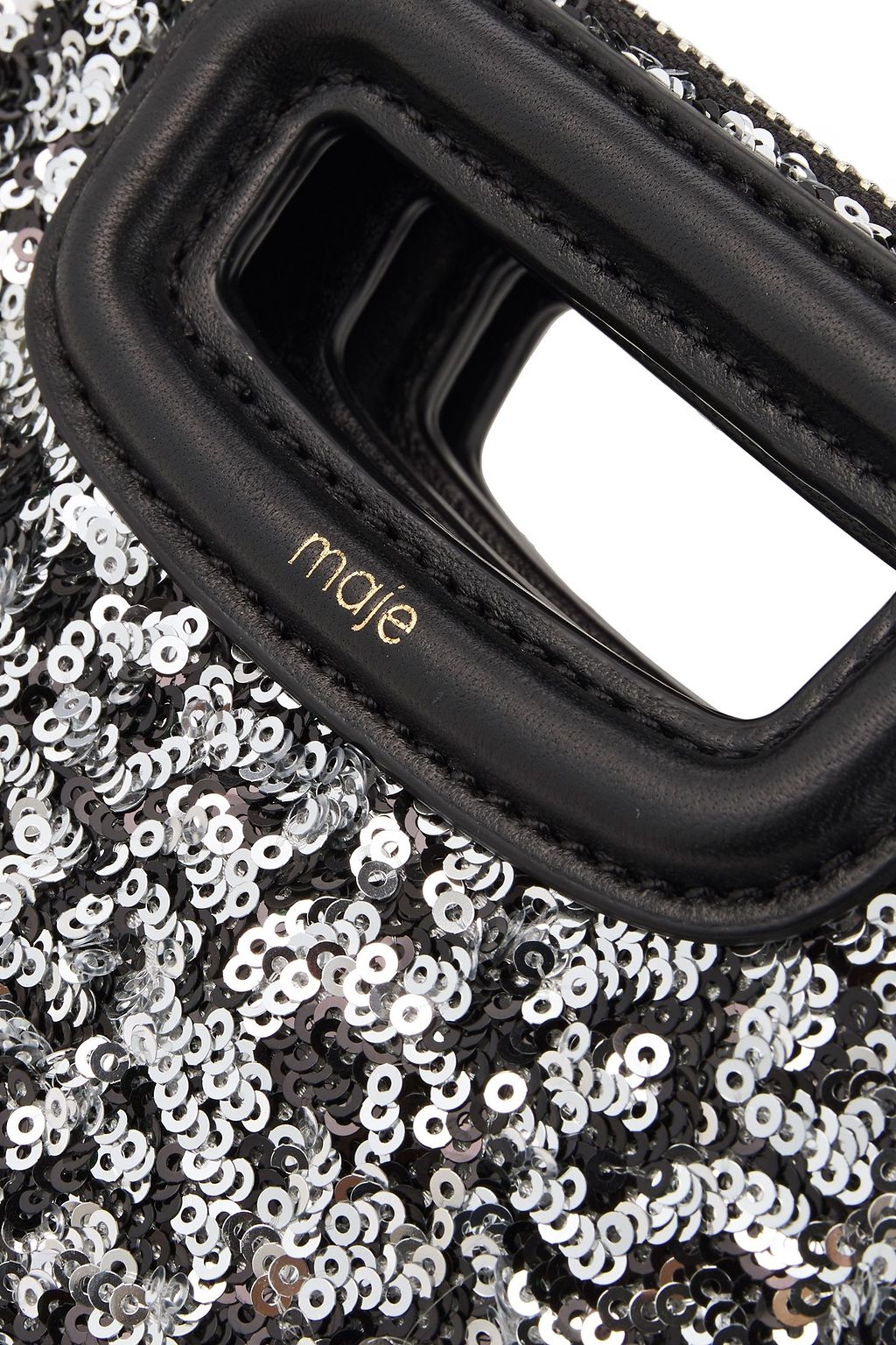 MAJE Fringed sequin-embellished leather clutch