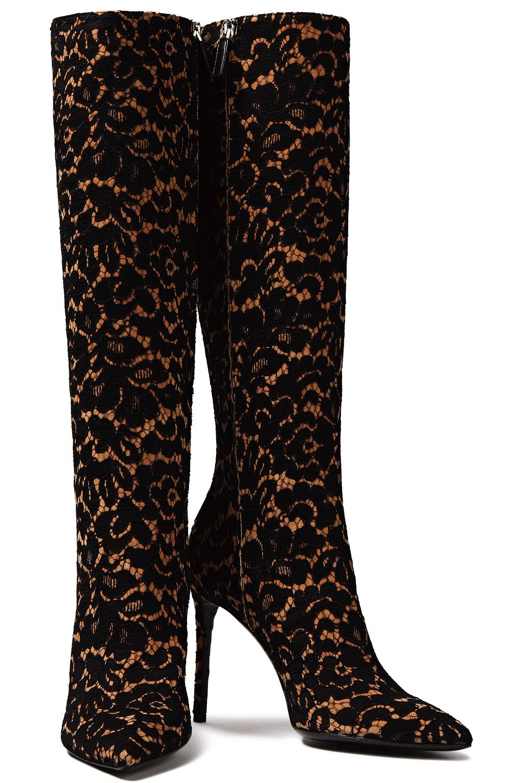 MICHAEL KORS COLLECTION Corded lace-appliquéd suede knee boots