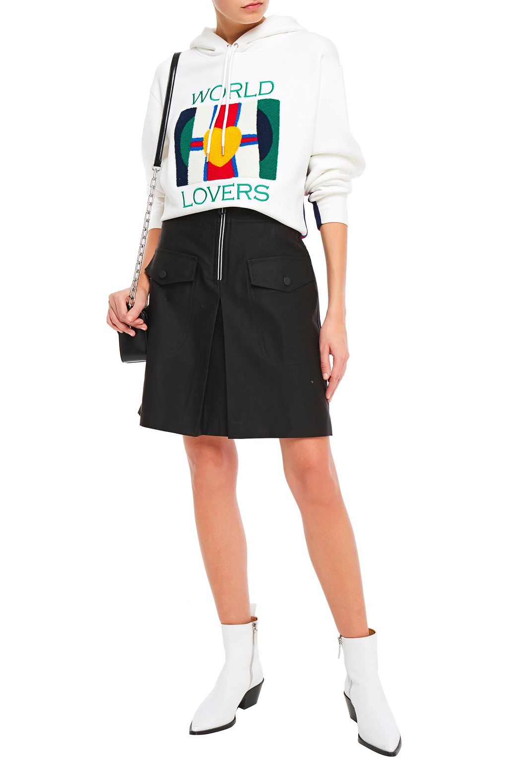 SANDRO Aliya zip-detailed cotton-blend twill mini skirt