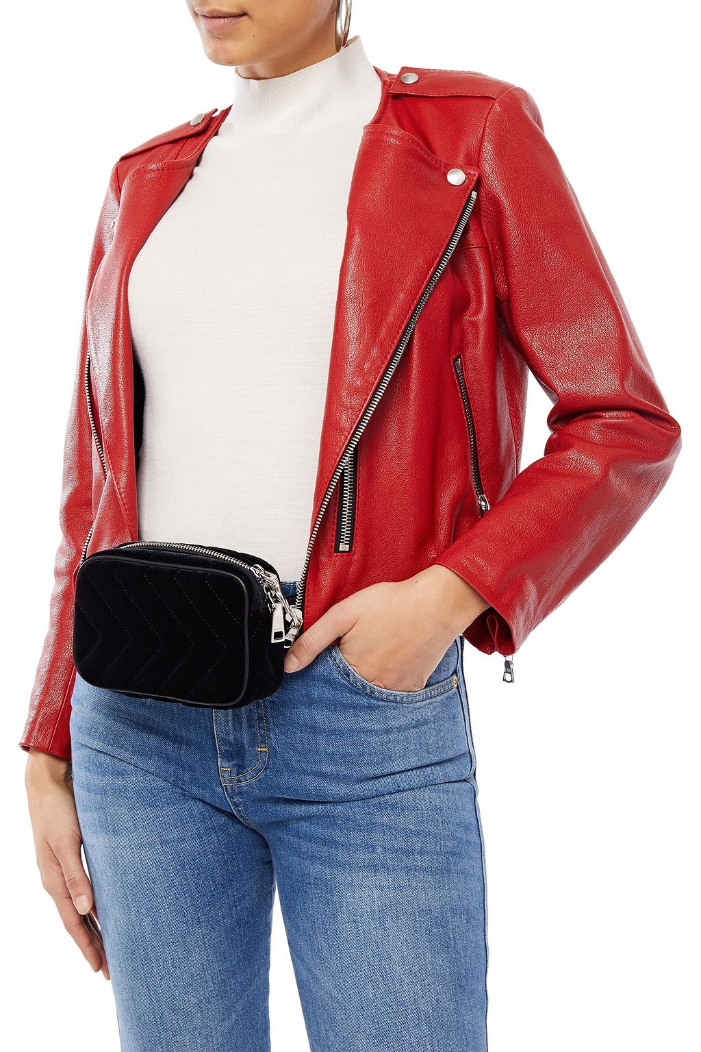 SANDRO Quilted velvet belt bag