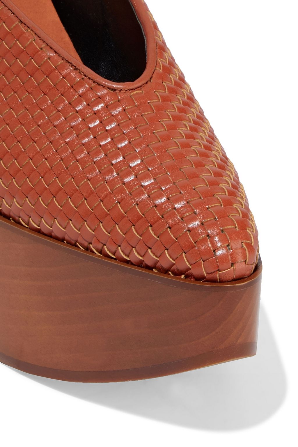 STELLA MCCARTNEY Woven faux leather platform wedge pumps