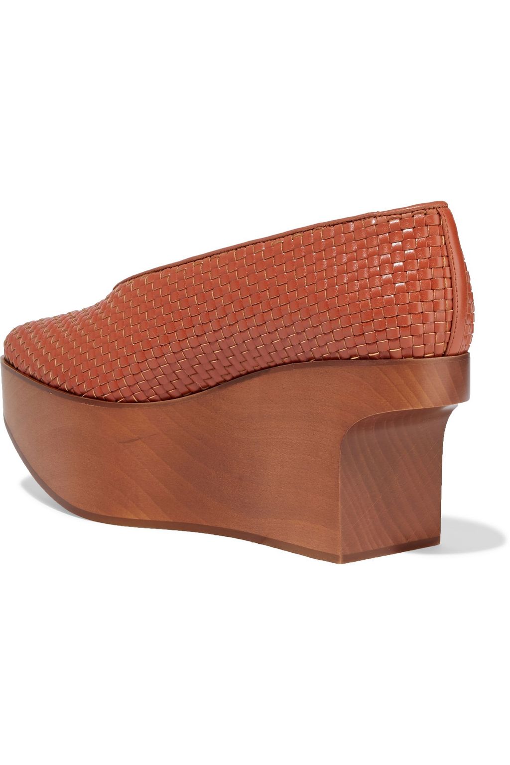 STELLA MCCARTNEY Woven faux leather platform wedge pumps