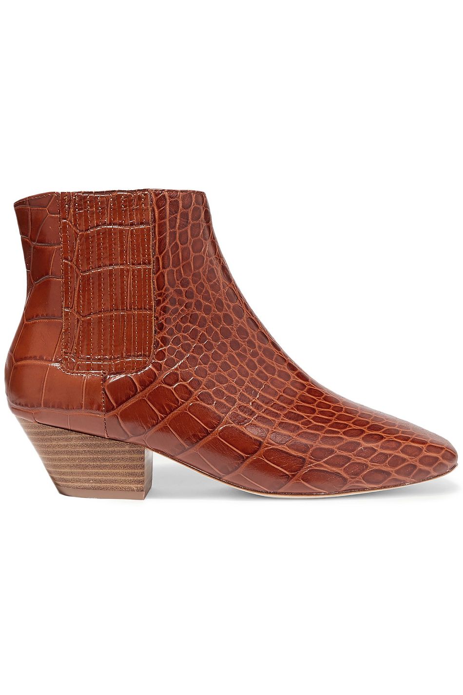 croc leather ankle boots