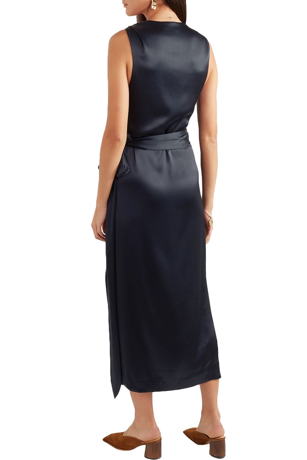 NANUSHKA Shanti knotted satin midi wrap dress