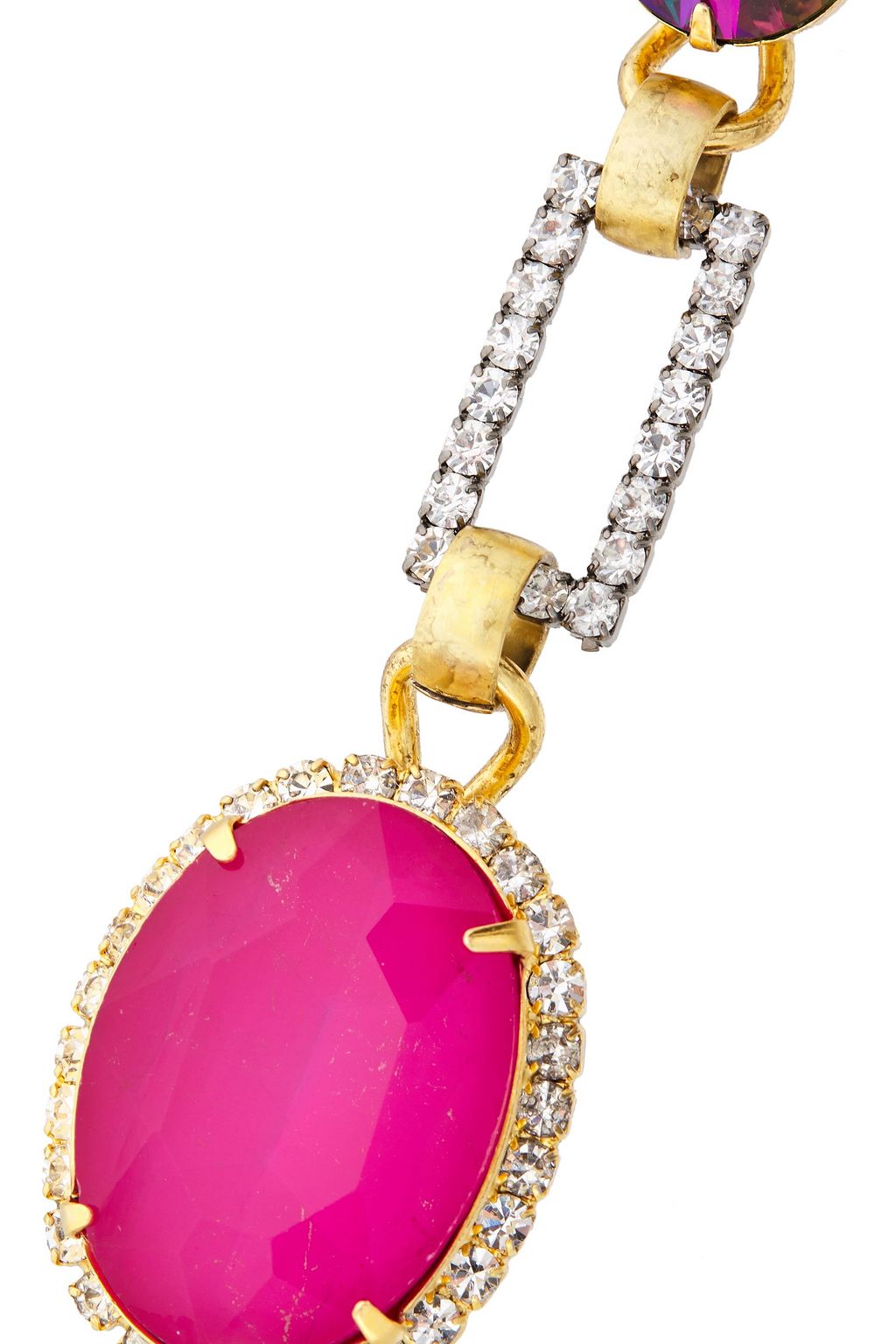 ELIZABETH COLE 24-karat gold-plated, silver-tone and crystal earrings