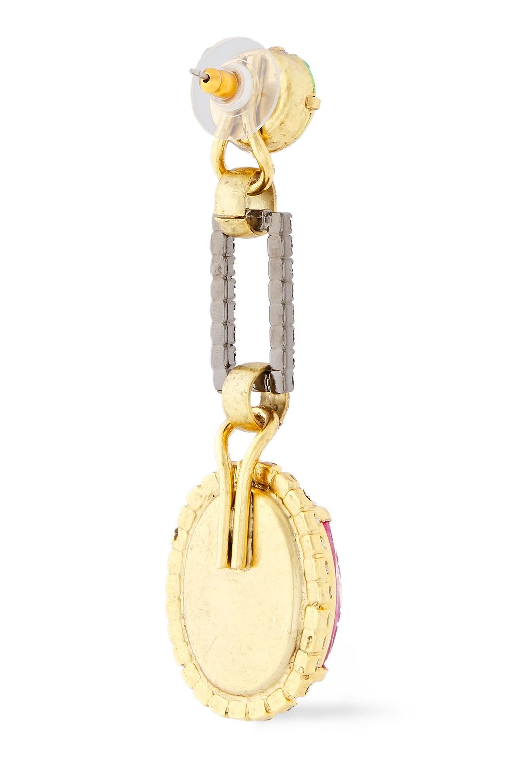 ELIZABETH COLE 24-karat gold-plated, silver-tone and crystal earrings