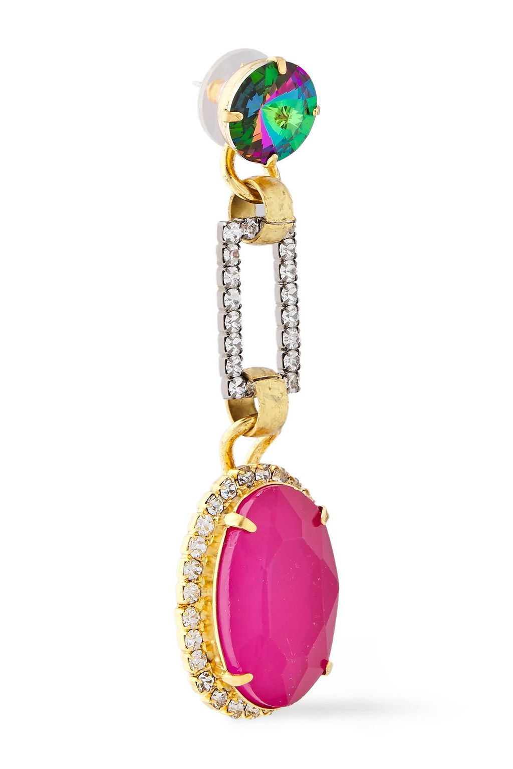 ELIZABETH COLE 24-karat gold-plated, silver-tone and crystal earrings